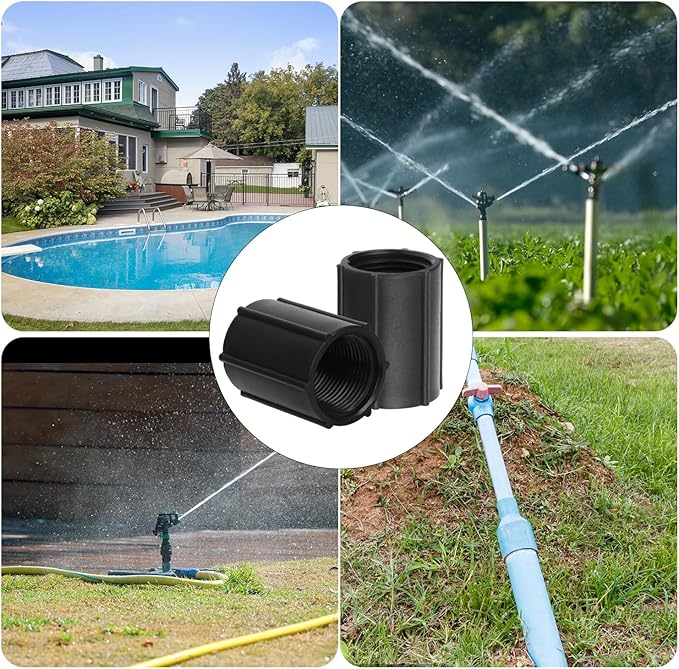 12pcs 3/4 Inch Double Female Hose Connector, Female Threaded PVC Coupling with Sealing Tape Sprinkler Pipe Adapter Fitting for Garden Drip Irrigation Systems Work