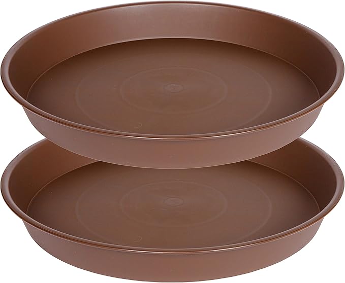 2 Pack of Plant Saucer 19", 2.3" Depth, 18 19 inch Plant Tray Saucer, Plant Dish for The Garden, Large Plant Saucer (19", Chocolate)