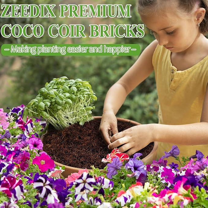 ZeeDix 20Pcs 28LB Organic Coconut Coir Bricks for Plants- Compressed Coco Coir Brick Coconut Fiber Potting Mix Coco Fiber Peat Potting Soil for Vegetables Indoor Plants Gardening(Coir Brick 1.4LB/PCS)