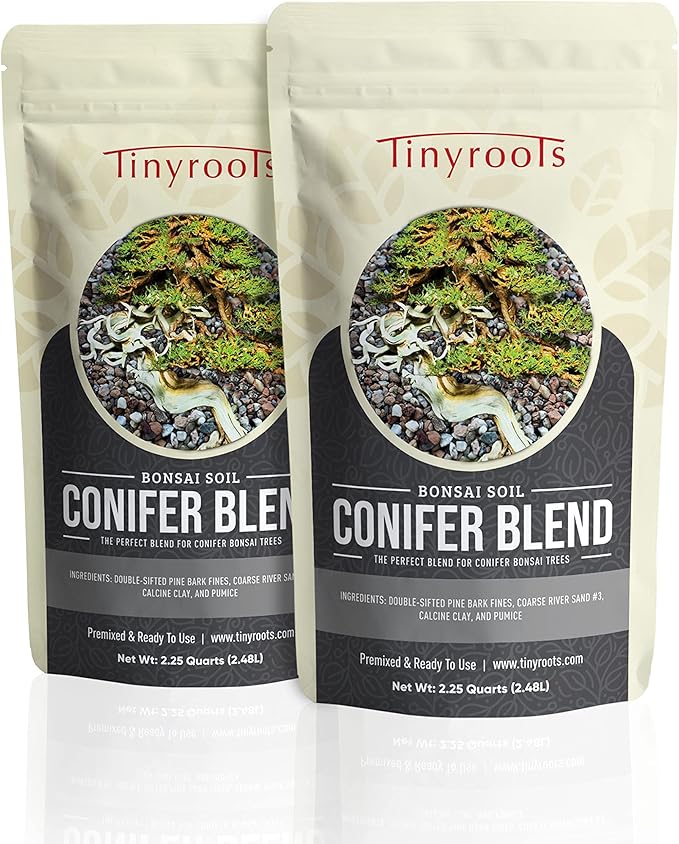 Conifer Bonsai Soil by Tinyroots – 100% Formulated and Pre-Mixed for Junipers, Japanese Black Pines, White Pines, Cedar, Cypress and All Other Conifers