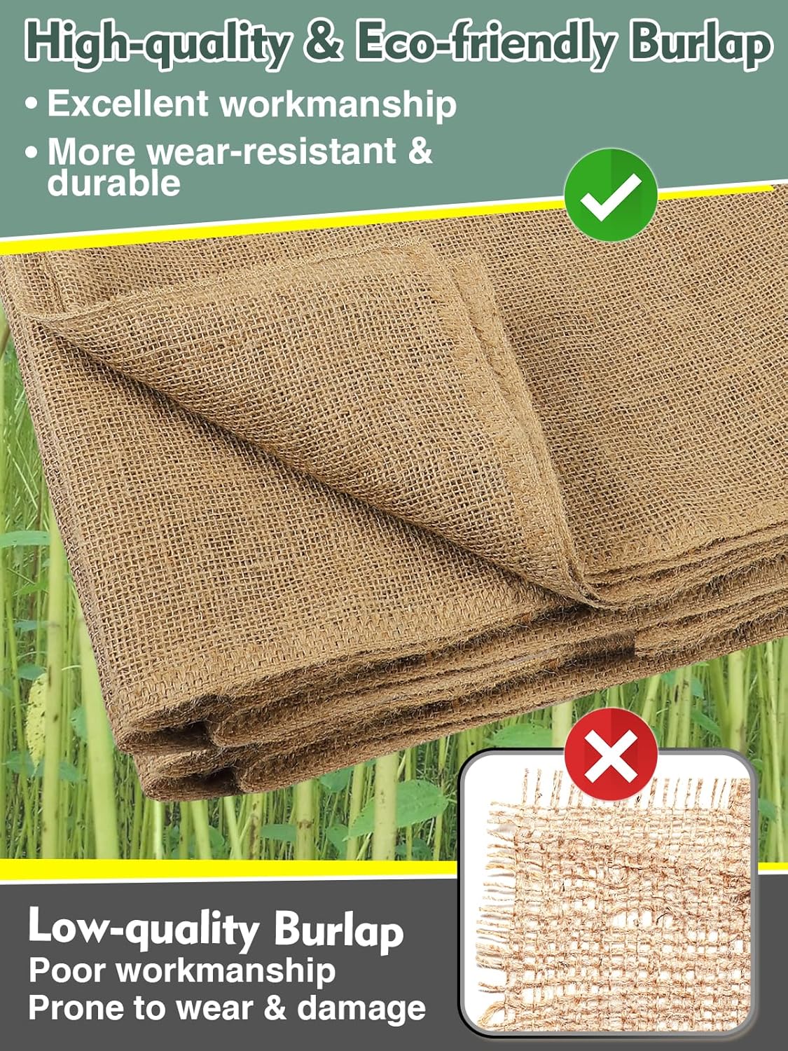 ANPHSIN 50ftx40in Natrual Burlap Plant Covers Freeze Protection - Winter Frost Plant Blankets, Frost Cloth Tree Wrap for Outdoor Bushes Trees Potted Plants Cold Weather