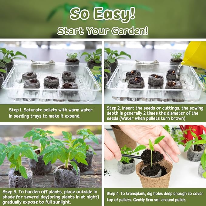 Legigo 300 Pcs 40mm Seed Starter Peat Pellets Pods for Seedlings- Compressed Seed Starting Pellets Seed Starter Pods Plugs Soil Peat Pods for Starting Seeds, Garden Planting Herb Flower Vegetables