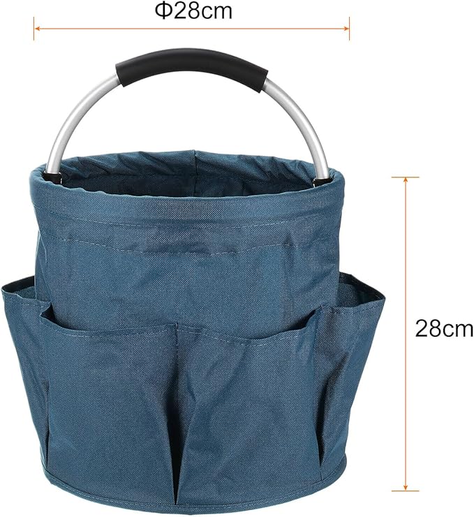 HARFINGTON Garden Tool Bag 17L Large Oxford Waterproof with Pockets Garden Tote Bag Gardening Plant Tool Organizer Storage Carrier Store for Outdoor Women Men, Navy Blue