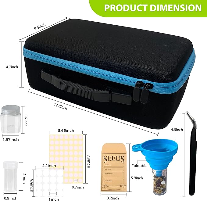 114 Slots Seed Storage Organizer Box with 20 Seed Envelopes, Large Capacity Seed Storage Container with Zipper Bag, Label Stickers, Tweezers, Funnel, Garden Seeds Saver Kit for Vegetable, Flower