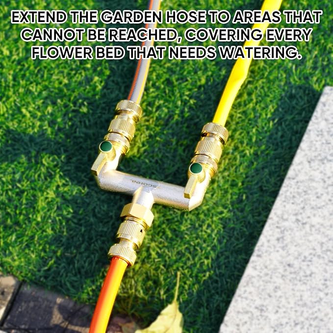 3/4-Inch Garden Hose splitter - Designed for installing multiple irrigation system timers - Suitable for high water pressure faucet manifolds - Freeze and rust resistant high flow 2-way valve