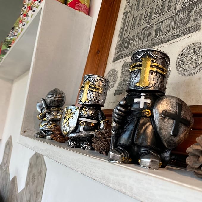 nezababy 8 PCS Knight Garden Gnomes Decorations Funny Medieval War Sculpture Army Guard Statue Outdoor Yard Lawn Decor Resin (8 Pcs Set)