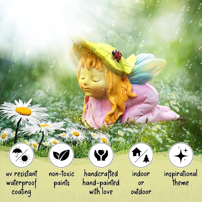 WILD PIXY Baby Miniature Fairy Garden Set – Springtime Fairy Accessories Kit with Gorgeous Fairies and Animals, Indoor/Outdoor Figurines in Designer Gift Box, Perfect for Garden Decor