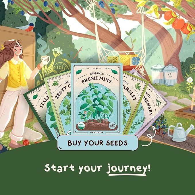 Organic Peppermint Herb Seeds for Indoor Gardening or Planting Outdoors, Non-GMO and USDA Certified Herb Seed Packets, 250 Seeds/20 mg (Peppermint)