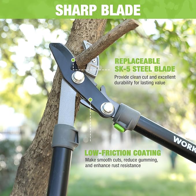 WORKPRO 28" Anvil Lopper with Geared Mechanism, Tree Trimmer with 1.6" Cutting Capacity, Steel Blade Heavy Duty Tree Branch Cutter with Ergonomically Designed Non-Slip Handles