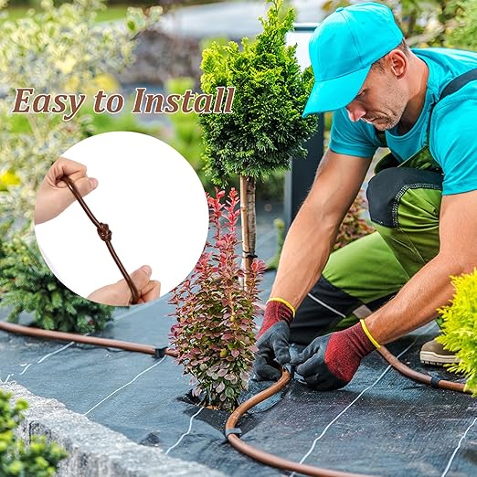 Yaomiao 984 ft Drip Irrigation Hose 1/4 Inch Blank Distribution Tubing Drip Irrigation Drip Line Watering Drip Automatic Irrigation Equipment Set for Garden Flower Bed Greenhouse Flower (Brown)