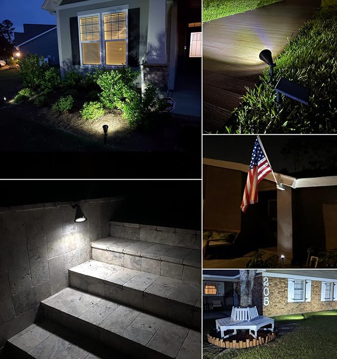 Solar Spot Lights for Outside, Waterproof Solar Spot Lights Dusk to Dawn, Solar Landscape Lights Solar Powered Lights for Garden Porch Walkway Patio (2 Pack)