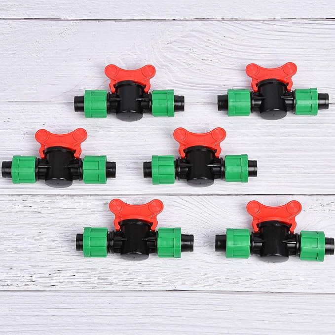 Supkiir 6 Pieces Drip Irrigation Shut-Off Valve 1/2 Inch Universal Drip Irrigation Tubing Coupling Valve