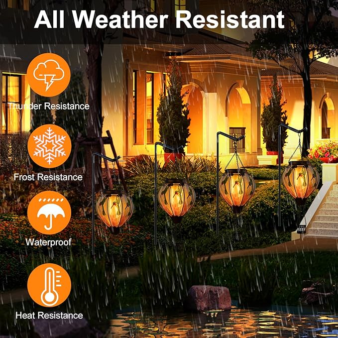 Hummingbird Hot Air Balloon Hanging Solar Lantern Lights, Flickering Flame Solar LED Candle Lights Outdoor Garden Decorative Metal & Glass Waterproof Lanterns for Yard Patio Farmhouse Decoration