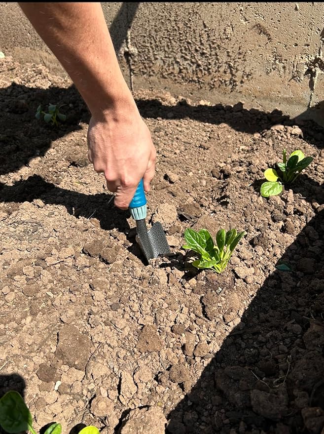 4 Piece Garden Tool Set Heavy Duty, Gardening Hand Tools Work No-Slip Grip Trowel Transplanter Weeder Hand Rake, Ergonomic Handle Indoor Outdoor