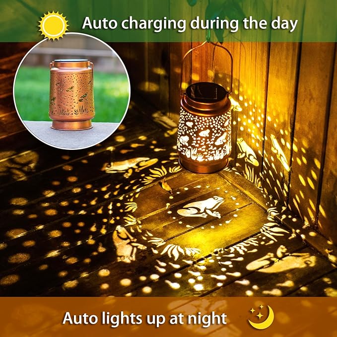 Frog Solar Lanterns Outdoor Waterproof Hanging Solar Lights Frog Gifts for Women Men Metal Decorative LED Frog Lanterns for Garden Decor,Yard,Patio,Lawn,Tabletop,Pathway,Landscape