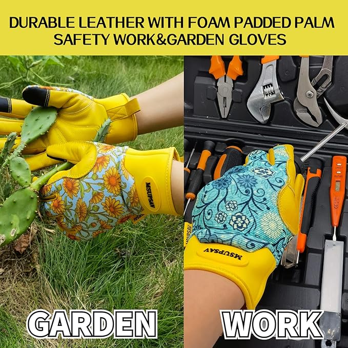 Thorn Proof&Puncture Resistant Gardening Gloves with Grip,Garden Gloves for Women, Leather Work Gloves,Gifts