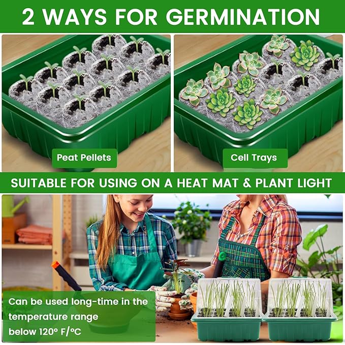 Seed Starter Tray, 5PCS Seed Starter Kit with Humidity Dome, Seedling Starter Tray 60 Cells Total, Mini Greenhouse for Indoor Plants, Indoor Germination Kit (Seed Starter Tray)