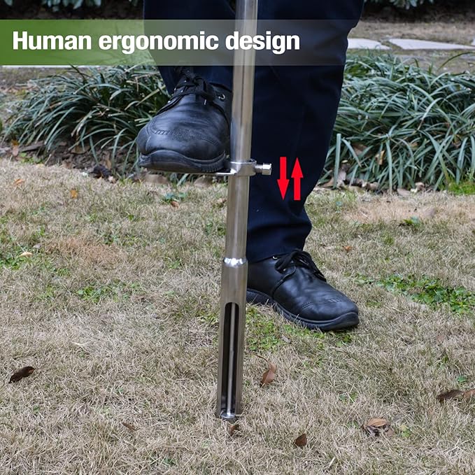 40 Inches Professional Stainless Steel Soil Sampler Probe with Ejector Foot Pedal Reusable Sample Bag, Soil Test Kits for Lawn Garden Farm Soil Sampling