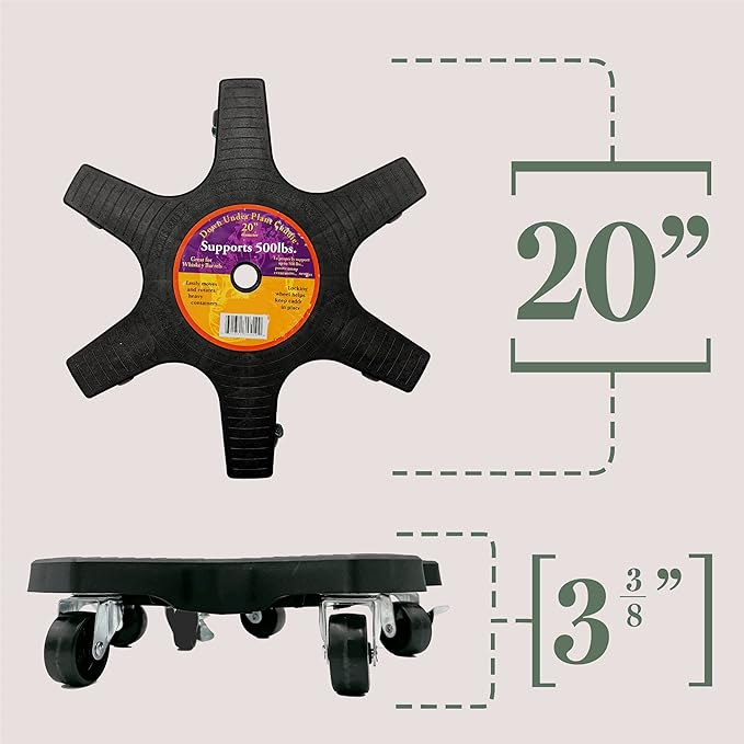 Bosmere Down Under Plant Caddie, Heavy Duty Plant Stand with Wheels, 500 lb Capacity, 20-Inch, Charcoal