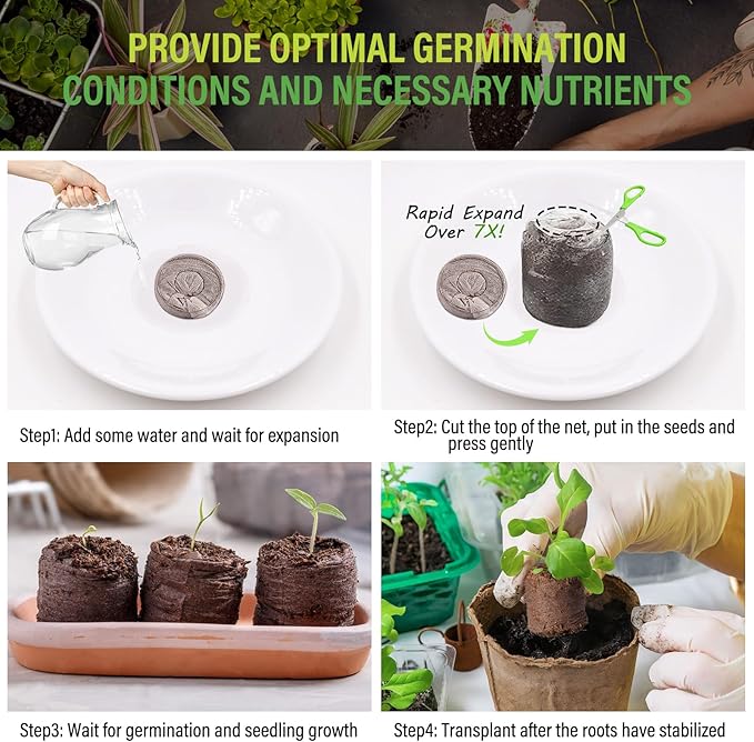 Legigo 50 PCS Coco Coir Pellets Seed Starter, 30mm Coconut Coir Seed Starter Pods for Seedlings, Compressed Seed Plant Starter Soil Pods Plugs for Starting Seed Planting Herbs Flowers Vegetables