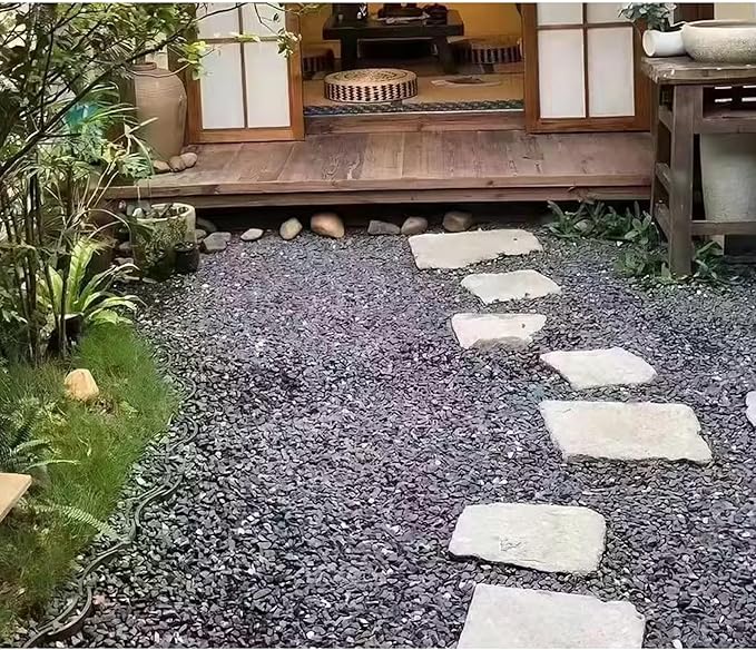 45LB Aquarium Gravel Black Rocks for Succulent,Cactus Bonsai DIY, Gravel for Terrarium, Fairy Gardening, Top Dressing （6mm-8mm）