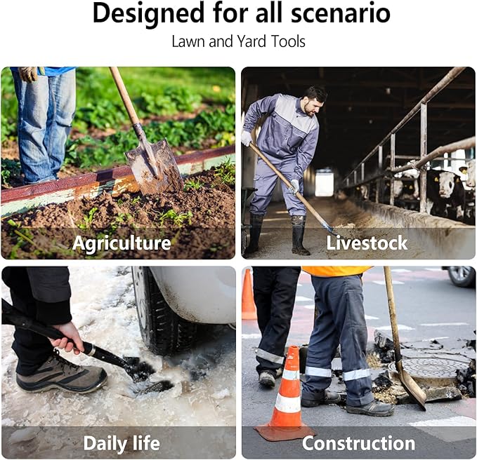 Shovel for Digging, Heavy Duty Shovel for Digging, 57 Inch Straight Handled Round Shovel with Non-Slip Tail Cover, Lawn and Yard Tools, Fiberglass Handle(Green)