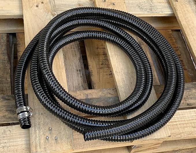 Sump Pump Hose 1 1/4 inch Id Pond Tubing Black Plastic Corrugated Strong Flexible Drain Water Hose 20Ft