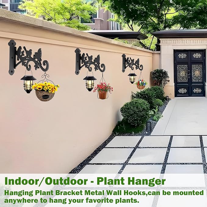 2 Pack Hanging Plant Hanger Outdoor 9-in Hanging Basket Wall Hooks - Heavy Duty Metal Plant Bracket Hook for Hanging Flower Baskets,Bird Feeder