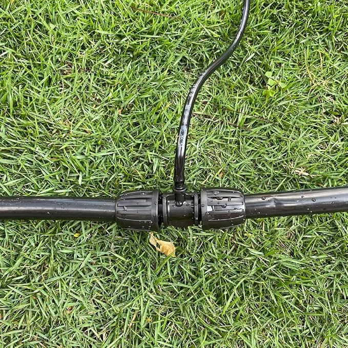 Irrigation Fittings for 1/2 inch Tubing (1/2" ID x 0.65" OD) to 1/4 inch Irrigation Tubing, Anti-Drop Locked Barbed Reducing Tee for Drip Hose - Pack of 10