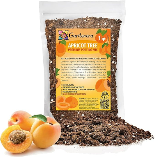 Premium Apricot Potting Soil Mix - Ideal Nutrient Blend for Growing Robust, Flavorful, and Bountiful Apricots - 1 Quart