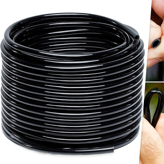 CARPATHEN 1/4 Drip Irrigation Tubing - 200 ft Black Drip Irrigation Hose Perfect for DIY Garden Irrigation System, Hydroponics, Misting Tubing, or as Blank Distribution Tubing for Any Garden Project