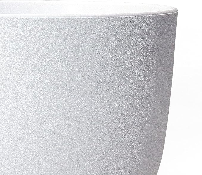 WOUSIWER Plant Pots 10/9/8 inch, Set of 3 Modern Decorative Plastic Planters with Drainage Holes and Saucers for House Plants Indoor Flowers Plants, White