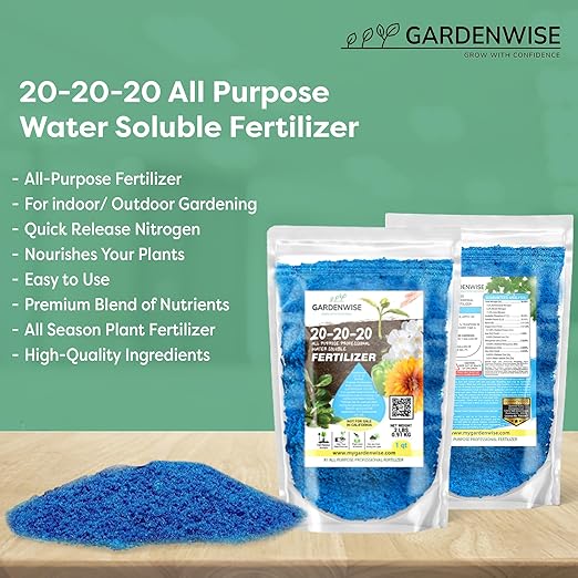 20-20-20 Water-Soluble Fertilizer – Powder for Liquid Plant Food for Indoor & Outdoor Plants, Orchids, Vegetables, Lawns, Flowers – 20 20 20 Fertilizer (5 QUARTS)