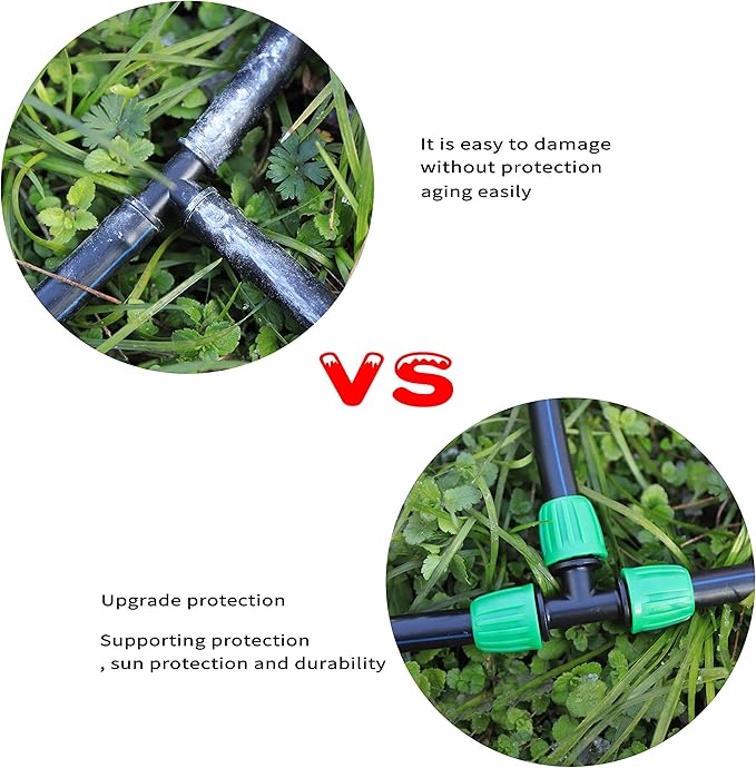 1/2” PVC Garden Irrigation Tubing Hose 52FT(16M),（OD:16mm,ID:12mm） with Lock Connector for Drip Irrigation System