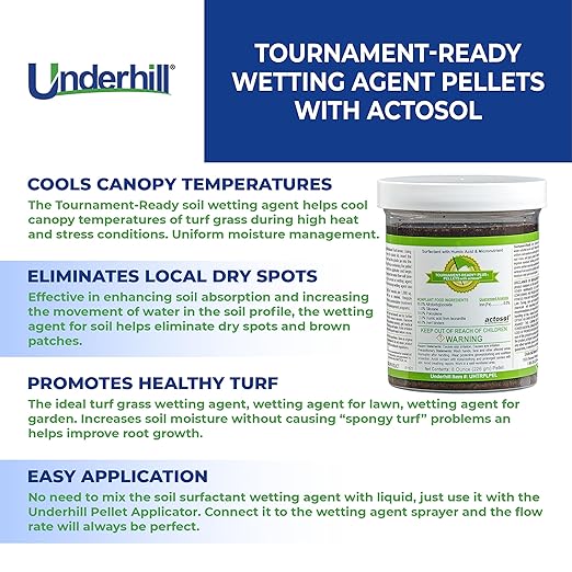 Underhill UHTRPLPEL Tournament-Ready Plus Wetting Agent Pellets Soil Surfactant for Turf Grass, Golf Greens, with Actosol Micro-Nutrients, 16 Tablets