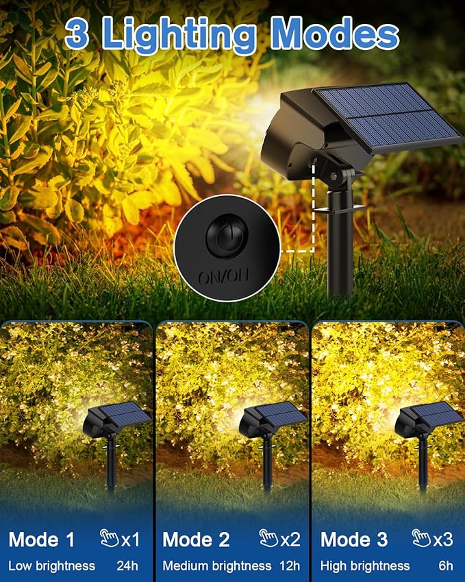 Fabrito Solar Spot Lights Outdoor 136 LEDs, Large Area Lighting Solar Lights Outdoor, 6 Pack IP65 Waterproof Landscape Spotlights Auto On/Off for Yard, Garden, Pathway, Plants,Tree (Warm White)
