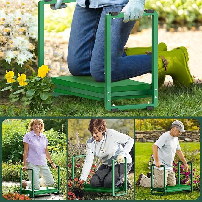 FLINTER 10.2" Wider Garden Kneeler and Seat, Heavy Duty Thick Gardening Bench for Kneeling and Seat - Garden Kneelers for Seniors, Gardening Stools for Women, Grandparents, Gardeners