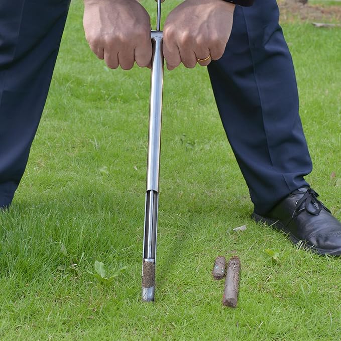 Soil Probe 16 Inch with 2 Bags, Soil Sample Probe with Ejector for Lawn House Plants, T-Handle Soil Sampler Probe Rod, Stainless Steel Soil Test Kits Tool for Soil Sampling