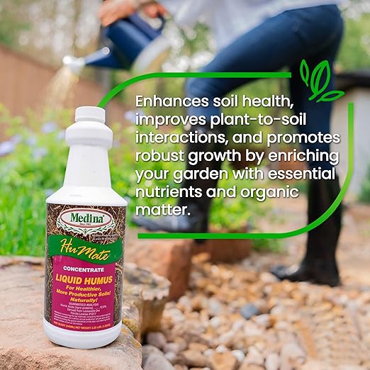 Medina Humate Humic Acid for Plants - Concentrated Liquid Compost, Humic Acid for Lawn - Enhance Plant Growth, Moisture Retention, Nutrient Absorption - Humates for Soil - 1 Qt Covers 2000 Sq. Ft.