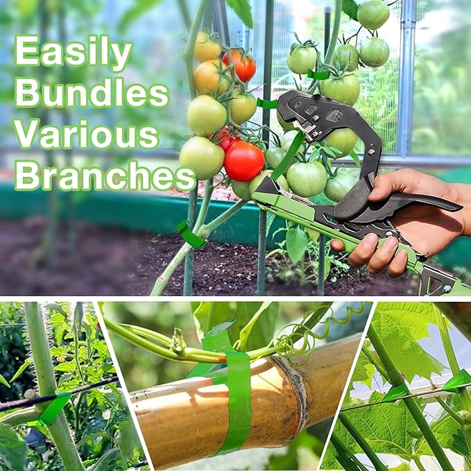 Plant Tying Machine with 20 Rolls Tape,Upgraded Plant Tapener,Quickly Garden Tape Tool,Plant Tape Gun,Vine Tying Tape with 10000pcs Staples Vineyard Garden Tools Set for Grapes, Raspberries, Tomatoes