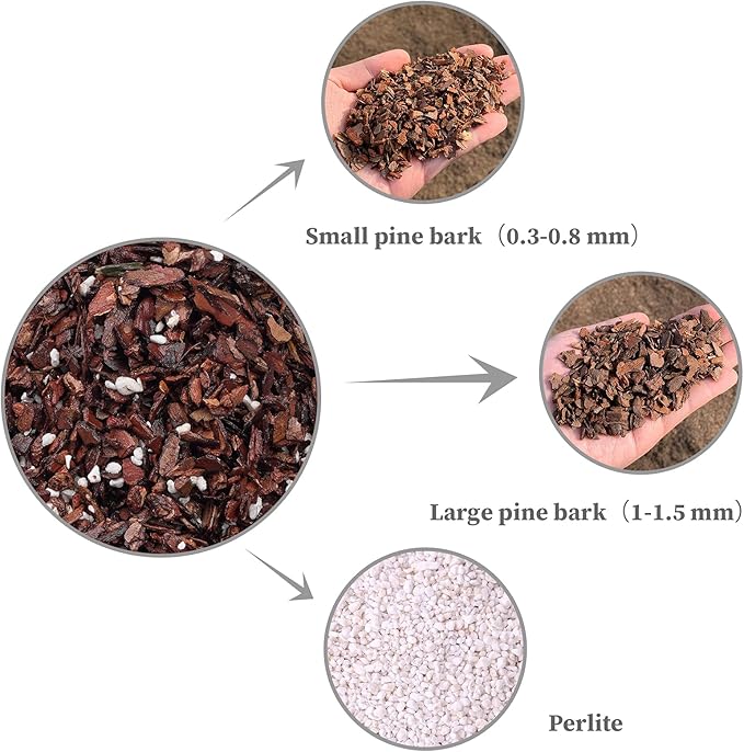Orchid Potting Mix Orchid Bark, Mix Pine Bark and Perlite, Good Drainage and Water Retention (1 Quart)