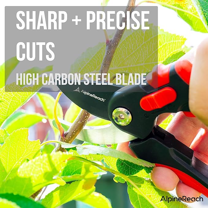AlpineReach Anvil Pruning Shears for Gardening, Sharp Ergonomic Pruners, Heavy Duty High Carbon Steel Blade Plant Cutting Clippers, Adjustable Soft Handle for Small & Large Hands, Secateurs, Gift
