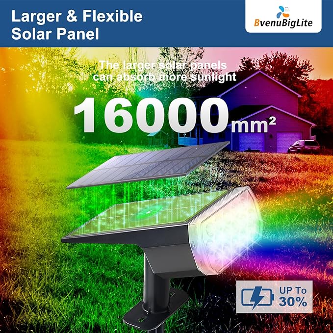 RGB Solar Lights for Outdoor: 7 Multicolor Solar Powered for Garden - Waterproof Led Spot Light Decorations for Yard - Dust to Dawn Uplighting Landscape Pathway Drive Patios 6PC