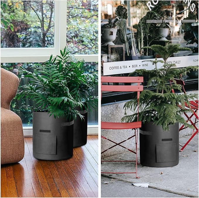 6 Pack 15 Gallon Potato Grow Bags, Heavy Duty Nonwoven Fabric Garden Planting Bag Plant Container with Flap and Handles, Aeration Fabric Pots for Growing Vegetable, Fruits and Flowers