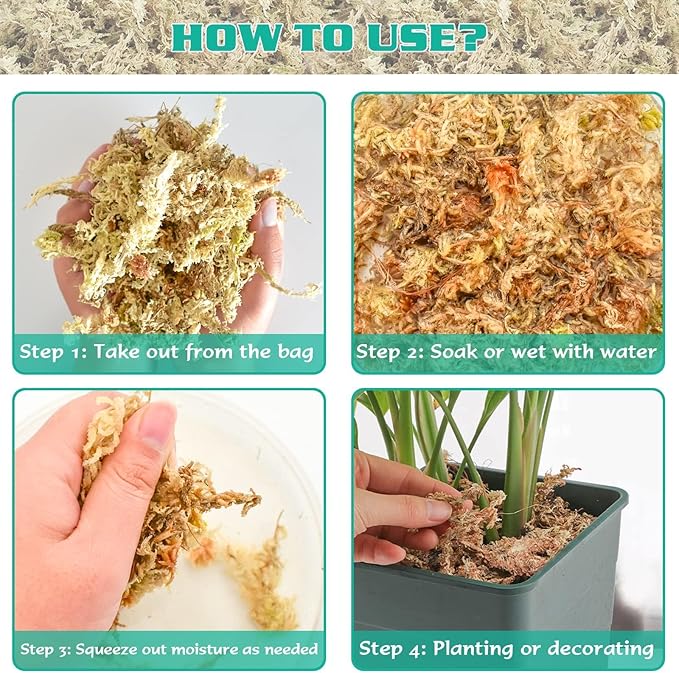 ZeeDix 500g Premium Sphagnum Moss for Plants, 25QT Natural Long Fibered Orchid Moss Sphagnum Peat Moss Bulk for Carnivorous,Orchid,Sarracenia,Succulent,Venus Fly Traps and Reptiles