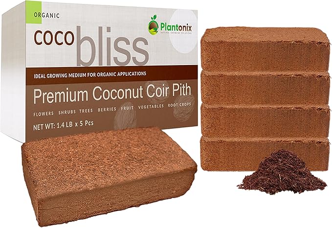 Coco Bliss 650gm Bricks (5-Pack) - Organic Coco Coir for Plants - OMRI-Listed Coco Coir for Garden Soil & Potting Mixes - Coconut Fiber Mixes with Potting Soil for Indoor Plants & Outdoor Plants