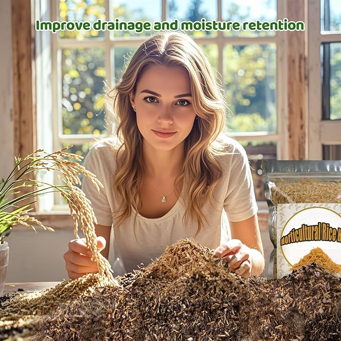 Rice Hulls for Gardening 2qt - Promote Root Development, Water Efficiency, and Disease Resistance