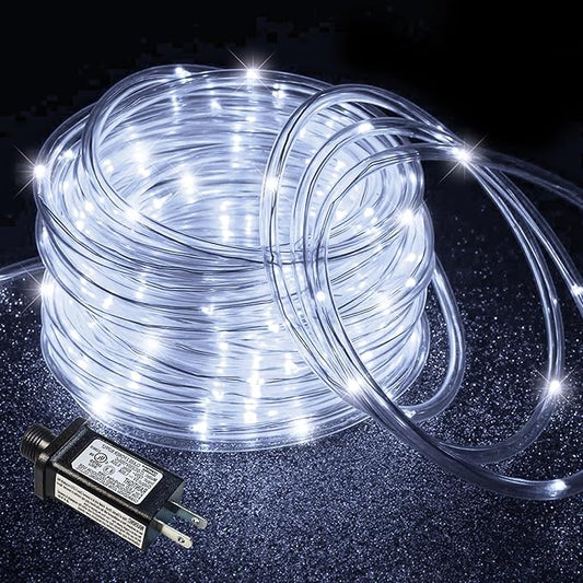Rope Lights for Outside, 66FT 200 LED Christmas String Lights with Waterproof 8 Modes, Flexible and Connectable Plug in Fairy Light for Outdoor Indoor Patio Pool Garden Party Holiday Decor, White