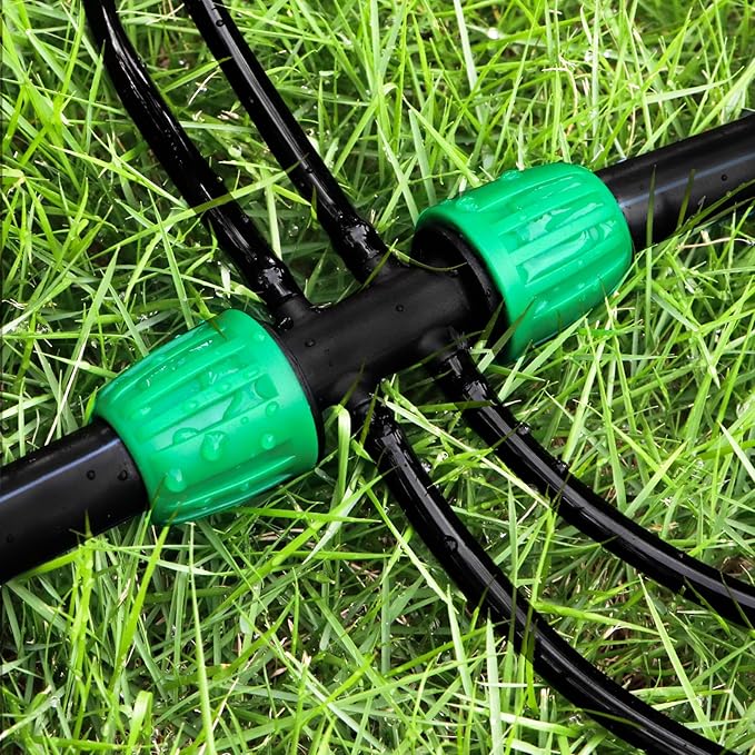 12 Pack 1/2 Inch To 1/4 Inch Drip Irrigation Fittings (1/2" ID x 0.65" OD), Drip Line Irrigation Locked Barbed 1/2" To 1/4" Adapter Anti Leak Irrigation System 1/2 Inch To 1/4 Inch Tee