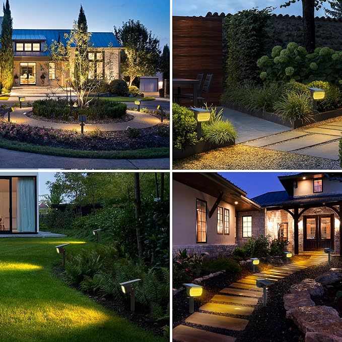 Solar Spot Lights Outdoor Motion Sensor with 3 Modes, [ 8 Pack/56 LED ] Solar Spotlights Outdoor Waterproof 2-in-1 Auto On/Off Solar Landscape Lighting for Outside Yard Wall Garden Pathway, Warm White